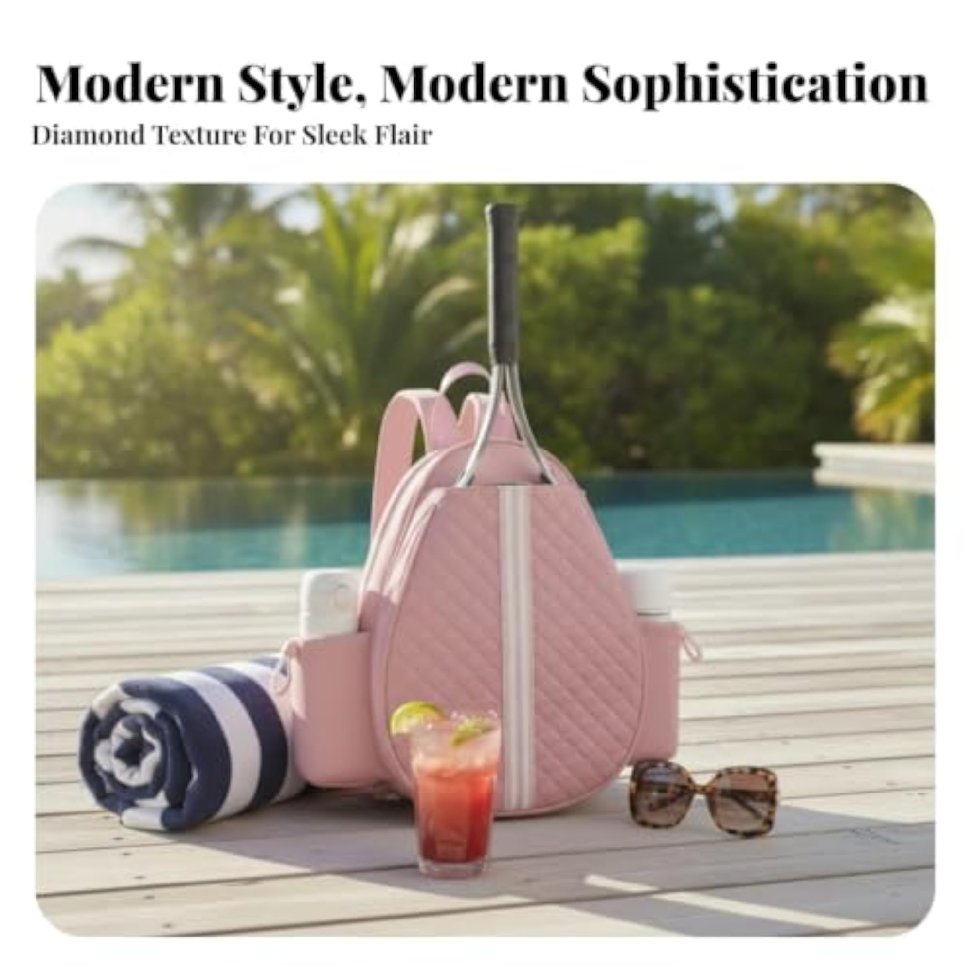 Adjustable Straps Quilted Tennis Backpack